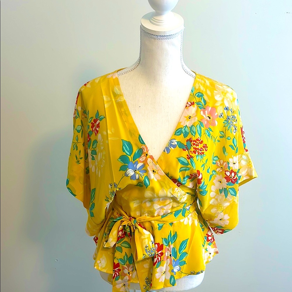 Yum Kim Floral Silk Yellow Top